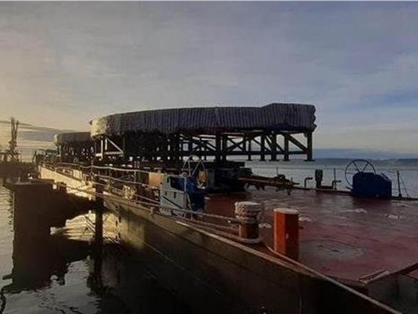 Feeder components travel by barge